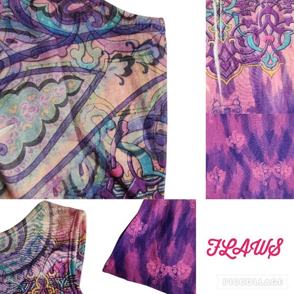 APT 9 Purple Pink Multi Color Paisley Ikat V Neck Sleeveless Tunic Top sz S - Picture 7 of 12